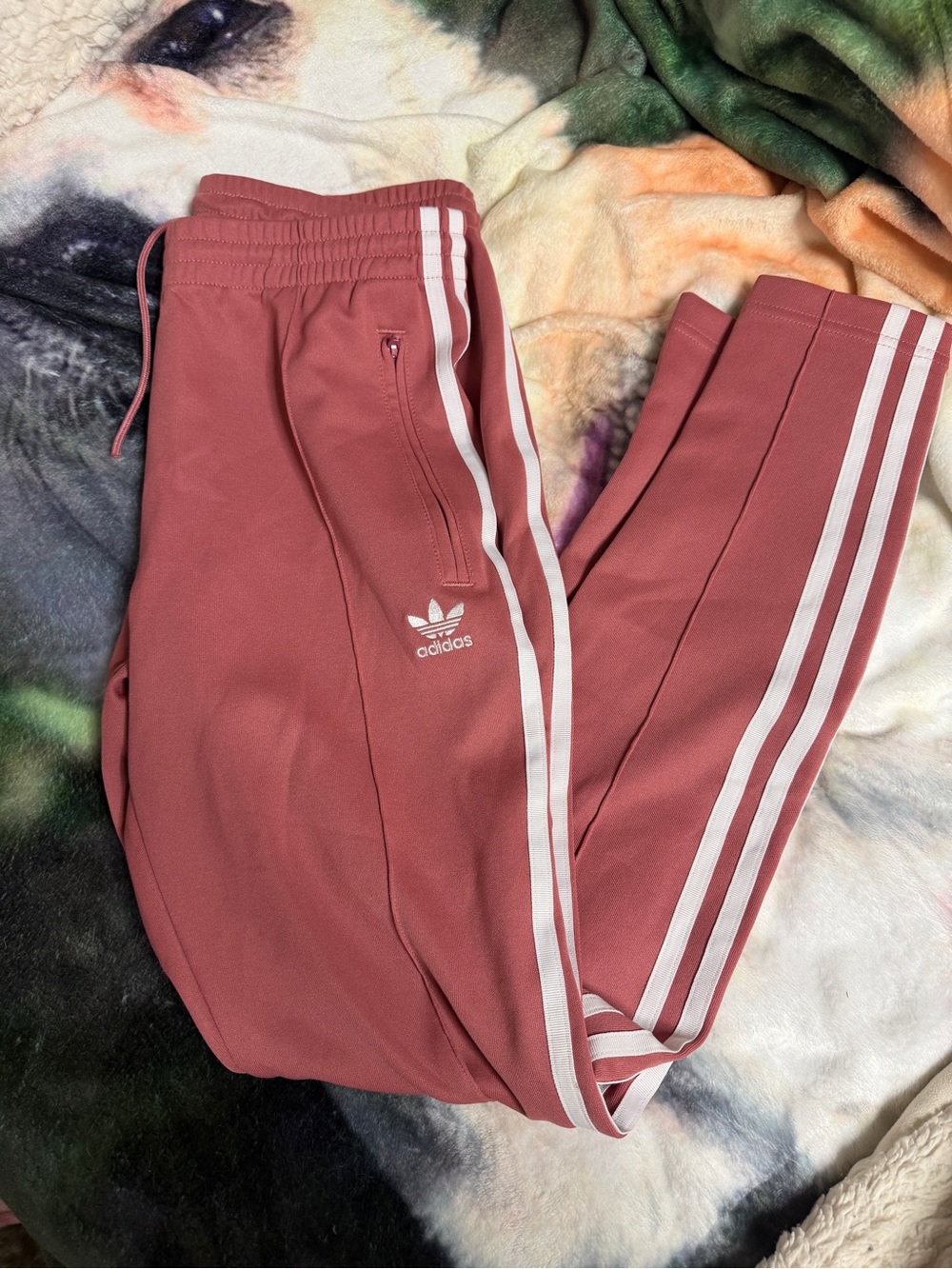 Adidas Pink Track Pants with White Stripes